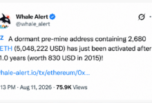 Photo of Старейшие «киты» Ethereum пробуждаются, пока миллионы токенов выходят из «глубокого хранилища»