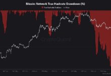 Photo of Хешрейт биткоина снизился на 17 % по сравнению с рекордным показателем, поскольку майнеры переключаются на ИИ