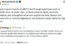 Photo of Сэйлор и компания Strategy официально поддержали законопроект CLARITY Act, касающийся криптовалют в США