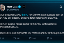 Photo of Strive приобрела 2 000 биткойнов на фоне активизации своих мер по пополнению казны